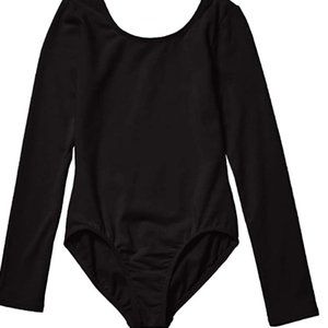 Essentials Girl's Long-Sleeve Dance Leotard, Black, Size Small